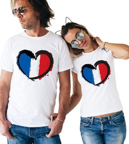 France Flag Printed Matching Couple Tees-unisex-wanahavit-FD50-FSTWH-L-wanahavit
