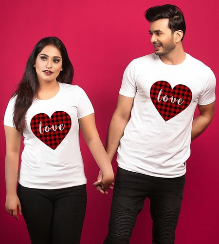 Plaid Love Valentine Day Matching Couple Tees-unisex-wanahavit-N750-MSTWH-L-wanahavit