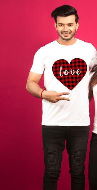 Plaid Love Valentine Day Matching Couple Tees-unisex-wanahavit-N750-MSTWH-L-wanahavit