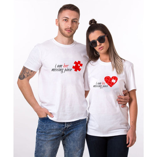 Load image into Gallery viewer, I Am Her Missing Piece &amp; I Am His Missing Piece Matching Couple Tees-unisex-wanahavit-N752-MSTWH-S-wanahavit
