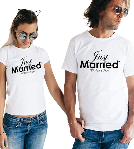 Just Married 10 Years Ago Matching Couple Tees-unisex-wanahavit-FF54-FSTWH-S-wanahavit