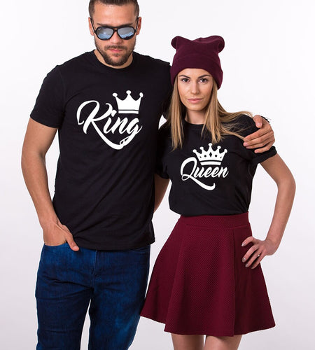 King & Queen Crown Matching Couple Tees-unisex-wanahavit-35C8-FSTBK-S-wanahavit