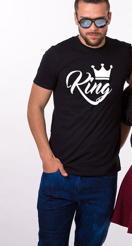 King & Queen Crown Matching Couple Tees-unisex-wanahavit-J114-MSTBK-L-wanahavit