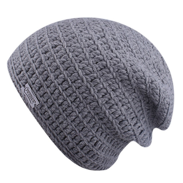 Knitted Slouchy Grid Casual Warm Knitted Winter Beanie-unisex-wanahavit-Gray-wanahavit