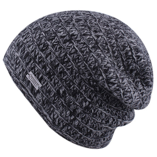 Load image into Gallery viewer, Knitted Slouchy Grid Casual Warm Knitted Winter Beanie-unisex-wanahavit-black grey-wanahavit
