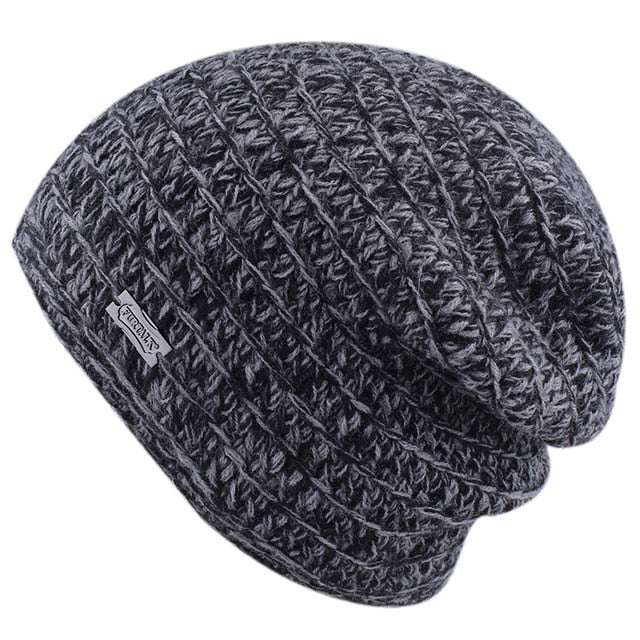 Knitted Slouchy Grid Casual Warm Knitted Winter Beanie-unisex-wanahavit-black grey-wanahavit