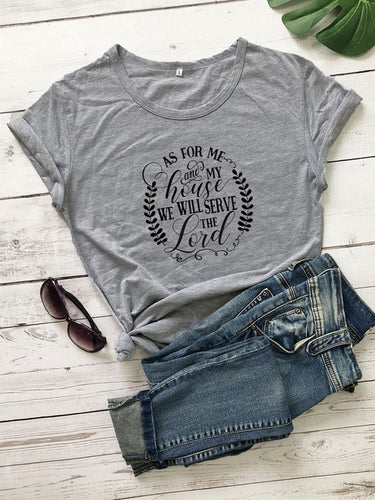 Load image into Gallery viewer, As For Me And My House We Will Serve The Lord Christian Statement Shirt-unisex-wanahavit-drak gray-black txt-L-wanahavit
