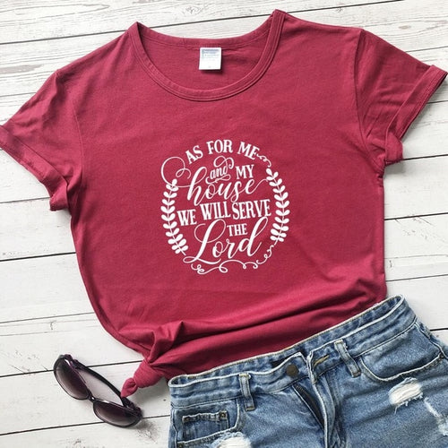 Load image into Gallery viewer, As For Me And My House We Will Serve The Lord Christian Statement Shirt-unisex-wanahavit-burgundy-white text-S-wanahavit
