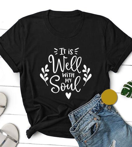 It is Well With My Soul Heart Christian Statement Shirt-unisex-wanahavit-black tee white text-XXL-wanahavit
