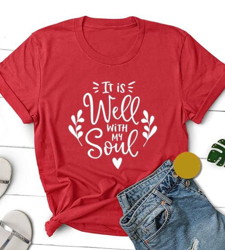It is Well With My Soul Heart Christian Statement Shirt-unisex-wanahavit-red tee white text-XXL-wanahavit