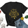 black tee gold text
