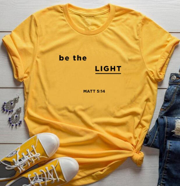 Be The Light Matt Christian Statement Shirt-unisex-wanahavit-gold tee black text-M-wanahavit