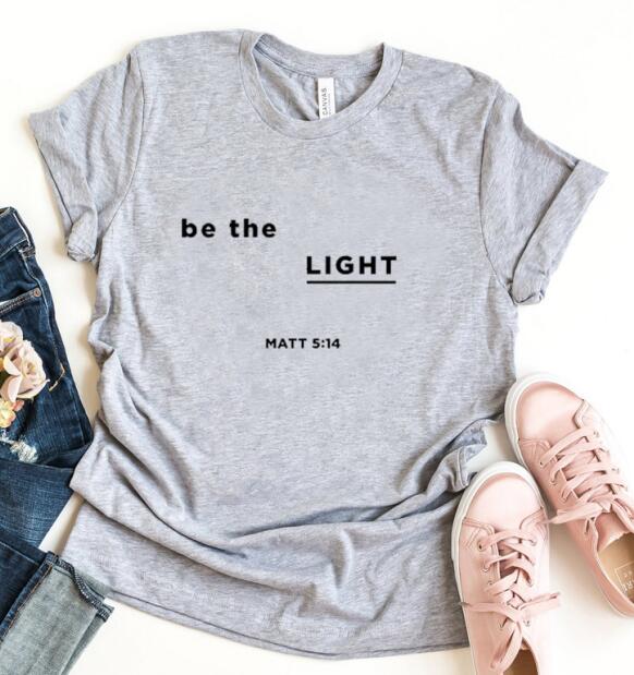 Be The Light Matt Christian Statement Shirt-unisex-wanahavit-gray tee black text-XL-wanahavit