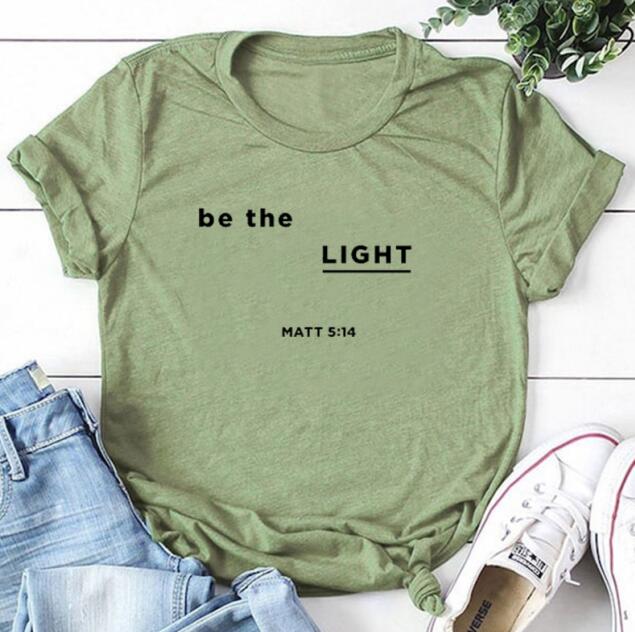 Be The Light Matt Christian Statement Shirt-unisex-wanahavit-olive tee black text-M-wanahavit