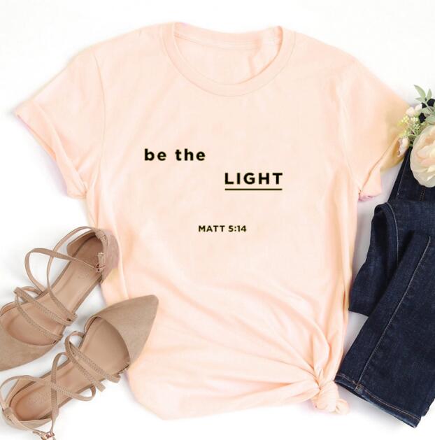 Be The Light Matt Christian Statement Shirt-unisex-wanahavit-peach tee black text-S-wanahavit