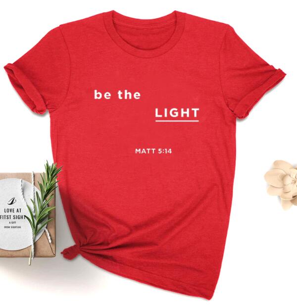 Be The Light Matt Christian Statement Shirt-unisex-wanahavit-red tee white text-S-wanahavit