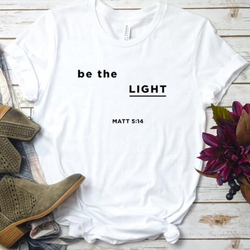 Load image into Gallery viewer, Be The Light Matt Christian Statement Shirt-unisex-wanahavit-white tee black text-XXXL-wanahavit
