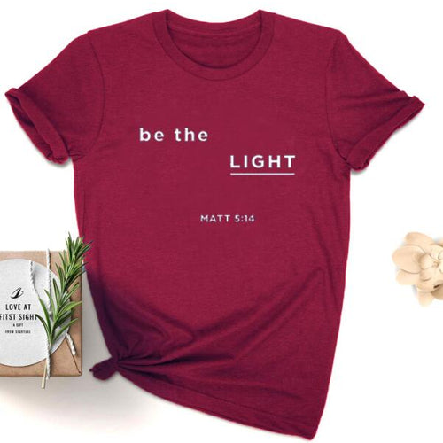 Load image into Gallery viewer, Be The Light Matt Christian Statement Shirt-unisex-wanahavit-burgundy-white text-M-wanahavit

