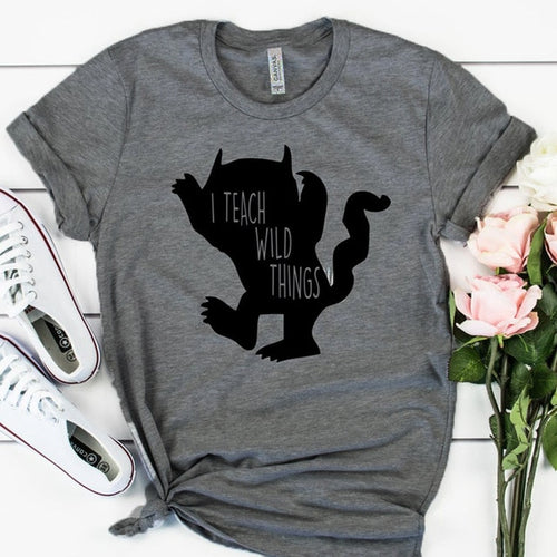 Load image into Gallery viewer, I Teach Wild Things Statement Shirt-unisex-wanahavit-dark gray-black txt-M-wanahavit
