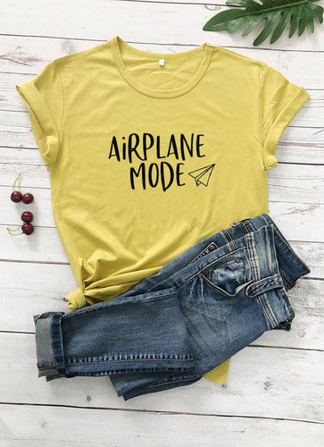 Load image into Gallery viewer, Airplane Mode Vacation Slogan Shirt-unisex-wanahavit-mustard-black text-S-wanahavit
