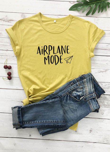 Airplane Mode Vacation Slogan Shirt-unisex-wanahavit-mustard-black text-S-wanahavit