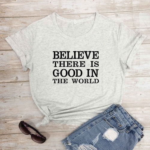 Load image into Gallery viewer, Believe There Is Good In The World Christian Statement Shirt-unisex-wanahavit-marble-black text-XXXL-wanahavit
