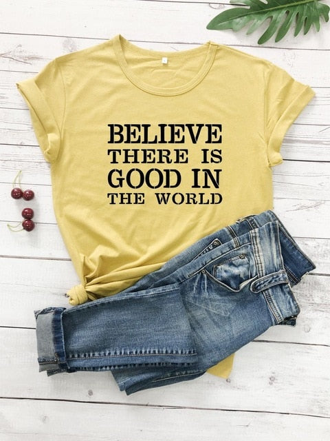 Believe There Is Good In The World Christian Statement Shirt-unisex-wanahavit-mustard-black text-L-wanahavit