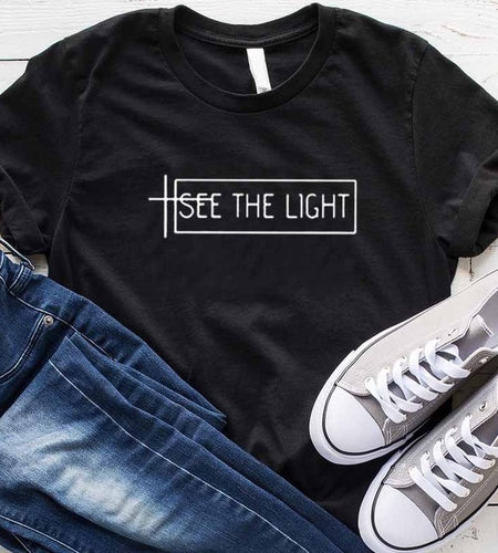 See The Light Christian Statement Shirt-unisex-wanahavit-black tee white text-M-wanahavit