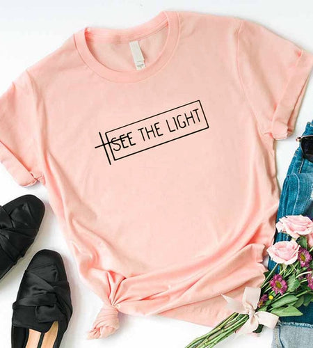 See The Light Christian Statement Shirt-unisex-wanahavit-peach tee black text-XL-wanahavit
