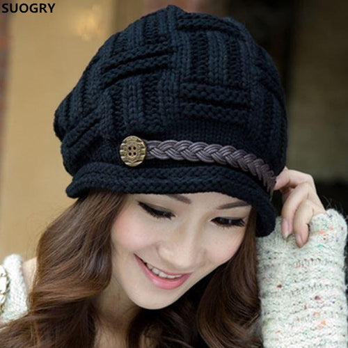Load image into Gallery viewer, Cabled Checker Pattern Casual Warm Knitted Winter Beanie Cap-women-wanahavit-pink-wanahavit
