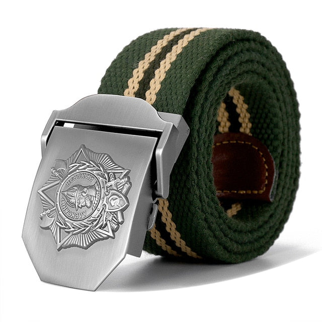 Soviet Alexander Nevsky Badge 3D Canvas Belt-men-wanahavit-Green Stripes-130cm-wanahavit