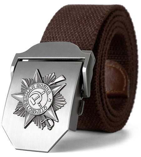3D Great Soviet Patriotic War Memorial Canvas Belt-men-wanahavit-Coffee-110CM-wanahavit