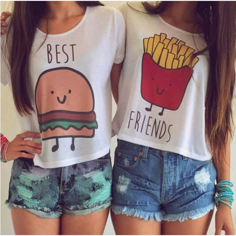 Best Friend Burger and Fries Lovers Crop Top Shirt-women-wanahavit-Best-S-wanahavit