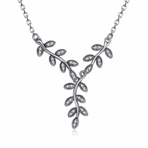 Load image into Gallery viewer, 925 Sterling Silver Sparkling Leaves Necklace-women-wanahavit-wanahavit

