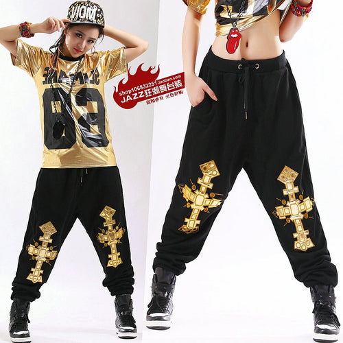 Load image into Gallery viewer, Cross Printed Harem Hip Hop Dance Pants-women-wanahavit-M-wanahavit
