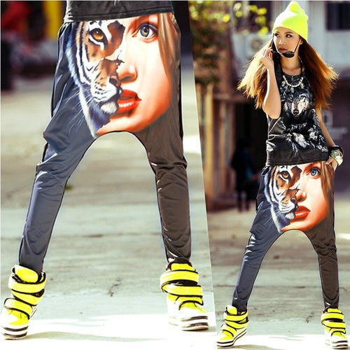 Load image into Gallery viewer, Tiger Girl Printed Hip Hop Dance Loose Harem Pants-women-wanahavit-wanahavit
