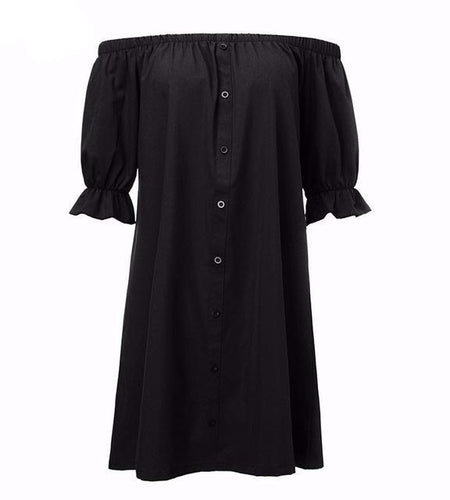 Sexy Loose Half Sleeve Off Shoulder Mini Party Strapless Dress-women-wanahavit-Black-L-wanahavit