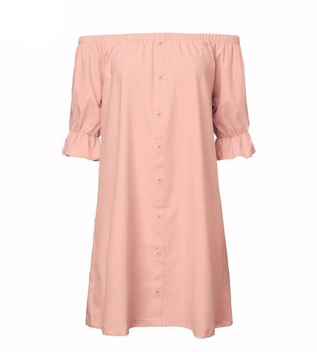 Sexy Loose Half Sleeve Off Shoulder Mini Party Strapless Dress-women-wanahavit-Pink-S-wanahavit