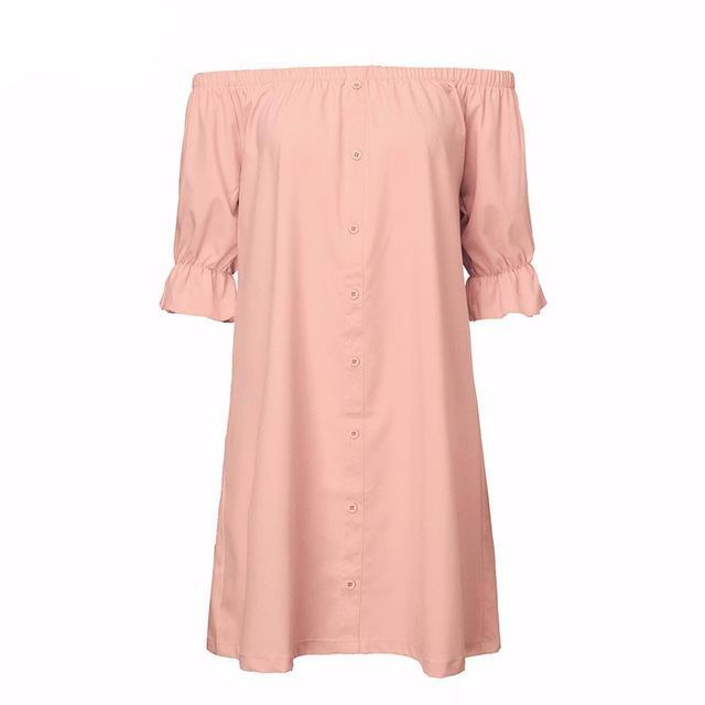 Sexy Loose Half Sleeve Off Shoulder Mini Party Strapless Dress-women-wanahavit-Pink-S-wanahavit