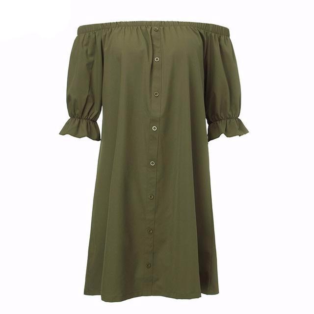 Sexy Loose Half Sleeve Off Shoulder Mini Party Strapless Dress-women-wanahavit-Army Green-S-wanahavit