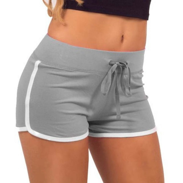 Yo-Ga Drawstring Casual Loose Cotton Shorts-women fitness-wanahavit-grey white-S-wanahavit