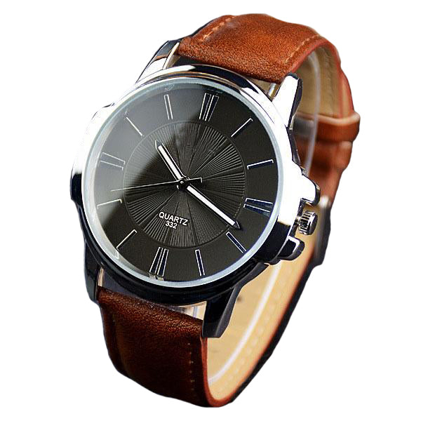 Luxury Business Leathered Wristwatch-unisex-wanahavit-Brown black-wanahavit