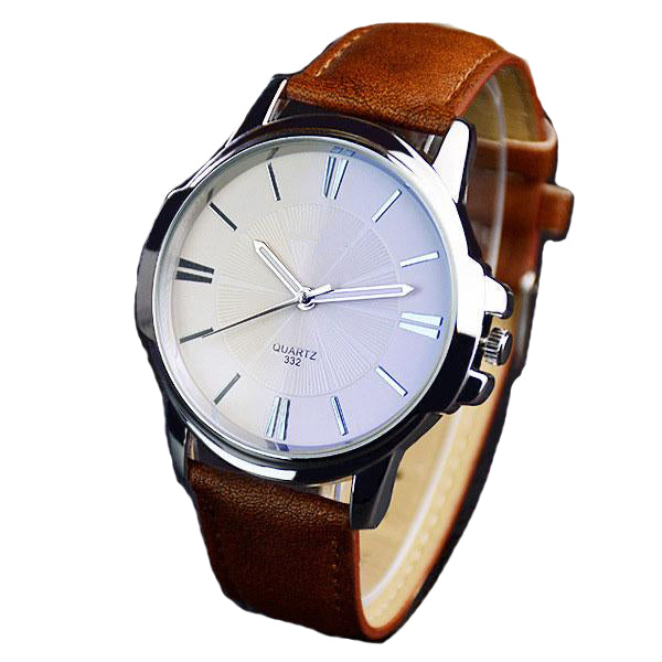 Luxury Business Leathered Wristwatch-unisex-wanahavit-Brown white-wanahavit