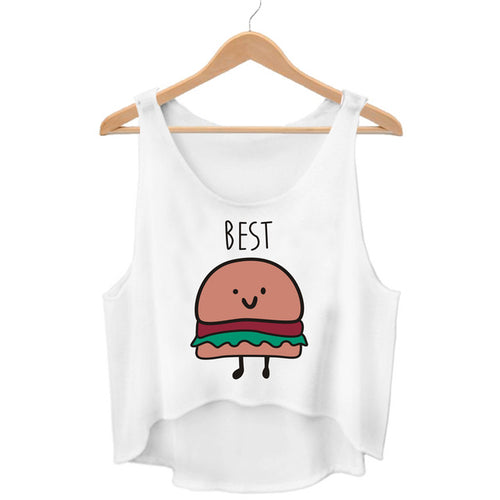 Load image into Gallery viewer, Best Friend Burger and Fries Lovers Crop Top Shirt-women-wanahavit-Best-S-wanahavit
