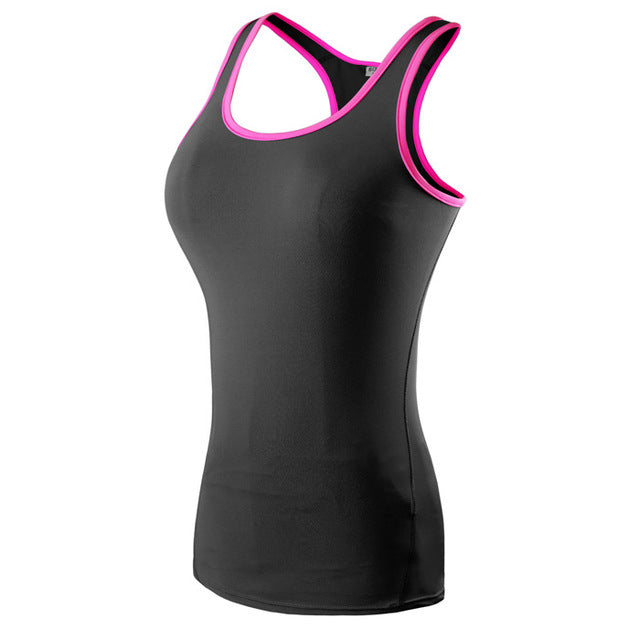 Quick Dry Slim Fit Yoga Tank Tops-women fitness-wanahavit-black with pink-S-wanahavit