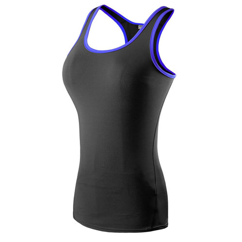Load image into Gallery viewer, Quick Dry Slim Fit Yoga Tank Tops-women fitness-wanahavit-black with blue-S-wanahavit
