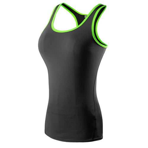 Load image into Gallery viewer, Quick Dry Slim Fit Yoga Tank Tops-women fitness-wanahavit-black with green-S-wanahavit
