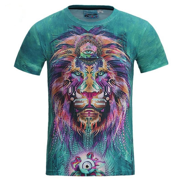 Colorful Lion 3D Print Summer Tees-men-wanahavit-Colorful Lion-S-wanahavit