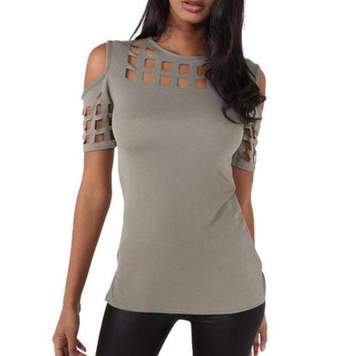 Load image into Gallery viewer, Hollow Out Slim Spring Summer Casual Hot Tops-women-wanahavit-gray-L-wanahavit
