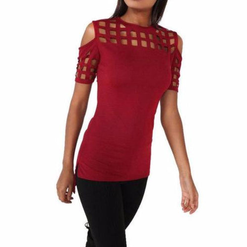 Load image into Gallery viewer, Hollow Out Slim Spring Summer Casual Hot Tops-women-wanahavit-wine red-L-wanahavit
